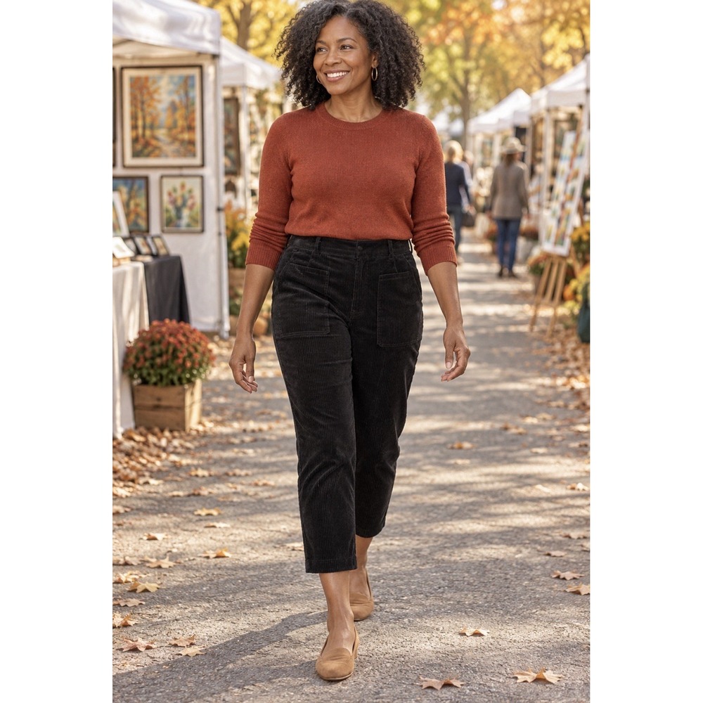 Talbots  Black Corduroy  Pants Size 8 Straight Leg Classic Office